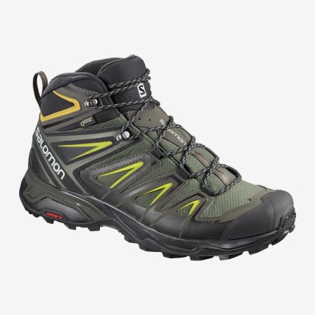 Salomon X ULTRA 3 MID GTX Mens Hiking Boots Olive UK ZEWP